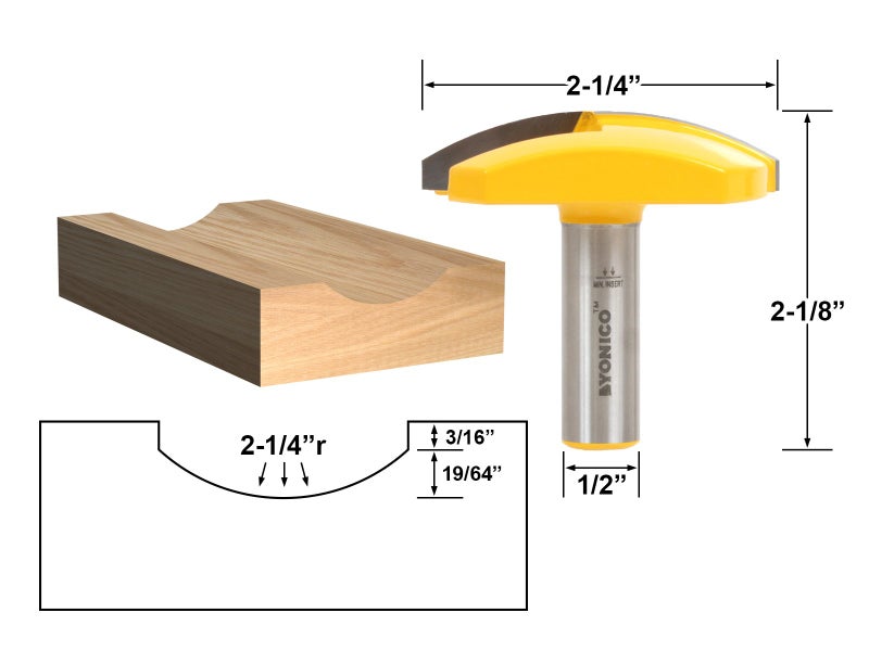 YONICO Horizontal Crown Router Bit 2-1/4-Inch Radius 1/2-Inch Shank 16182 - Image 2